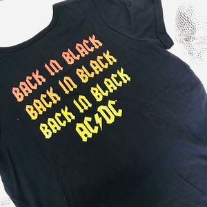 Torrid- AC/DC V neck cross cross tee